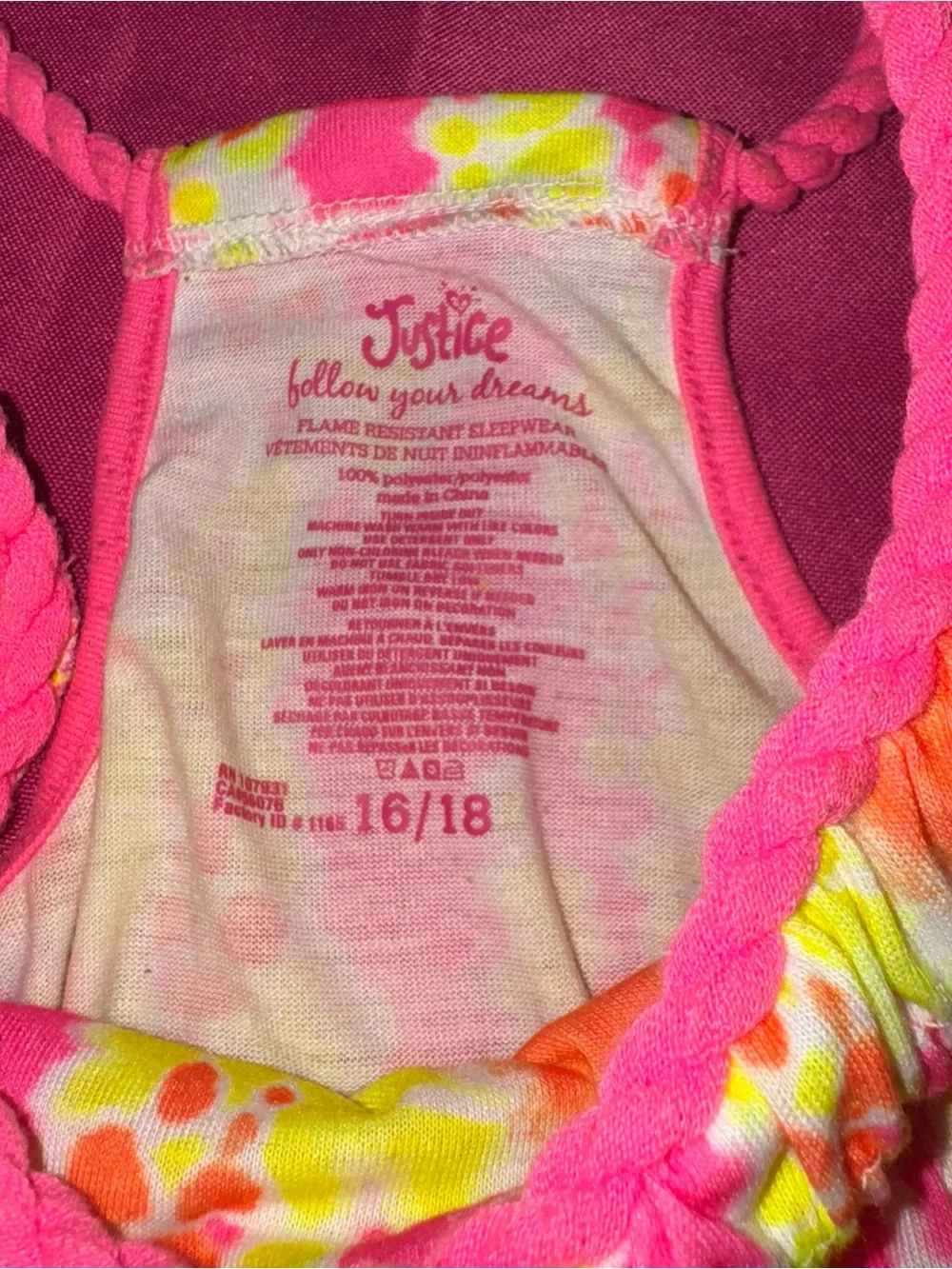 Justice Pajama Set size 16-18 / Justice Girls Tie Dye Pajama Set size XL